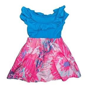 Lilly Pulitzer Floral Dress Pink and Turquoise Size XS (2-3)